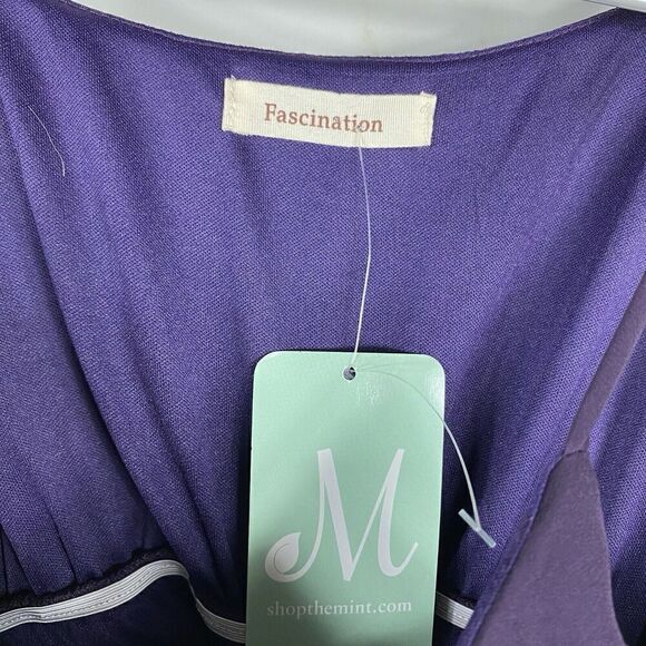 Fascination Size Medium At The Half Lace Trim Mini Dress Purple Gold - Picture 3 of 4